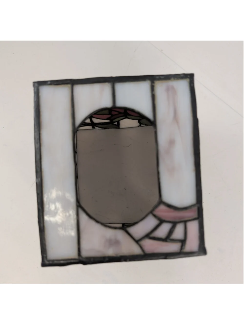 Stained glass floral rose square tissue box holder